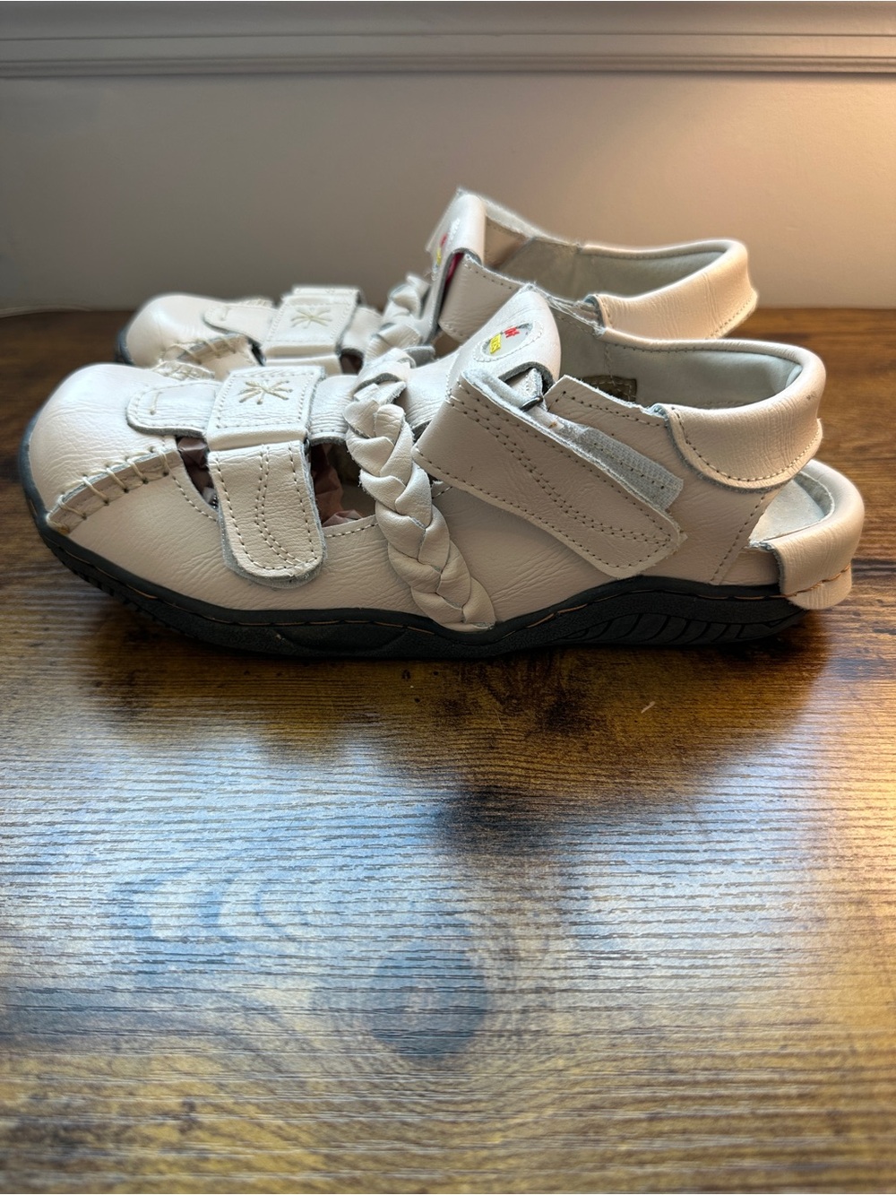 TMA Eyes Creamy White Closed-Toe Sandal Braided Detail Adjustable Straps New